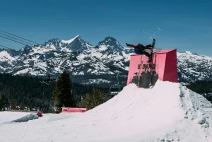 Rider snowboarding at Melbourne’s first indoor terrain park at MISC