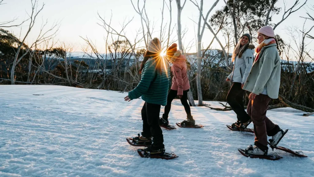 Family enjoying a snow adventure at Lake Mountain near Melbourne
