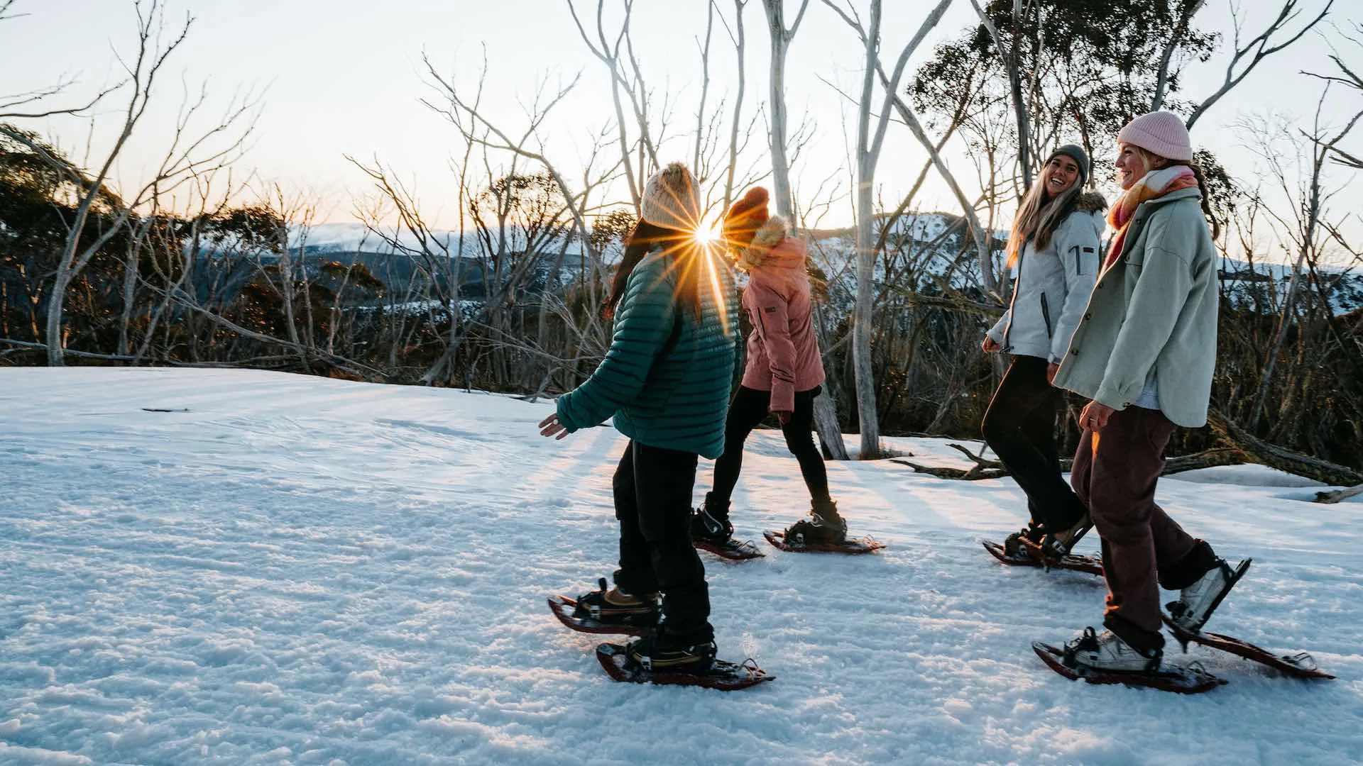 Family enjoying a snow adventure at Lake Mountain near Melbourne