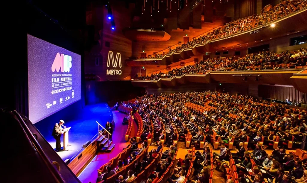 Crowd attending Melbourne International Film Festival 2025 at Forum Theatre