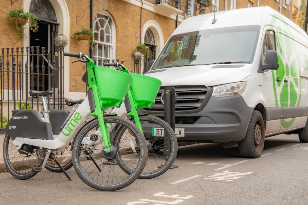 Lime E-Bike parked in Melbourne CBD for hire in 2025–2026