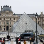 Historic royal jewels stolen from the Louvre Museum in Paris during the 2025 heist, symbolizing France’s lost heritage.